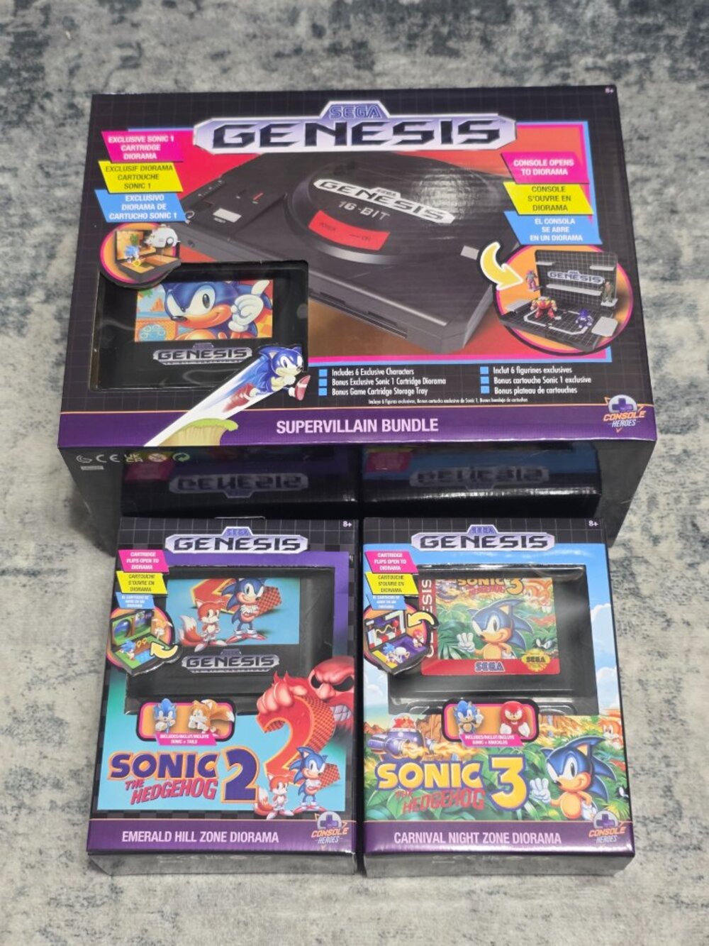Sega Genesis Supervillain Bundle + Extension sonic 2 et 3